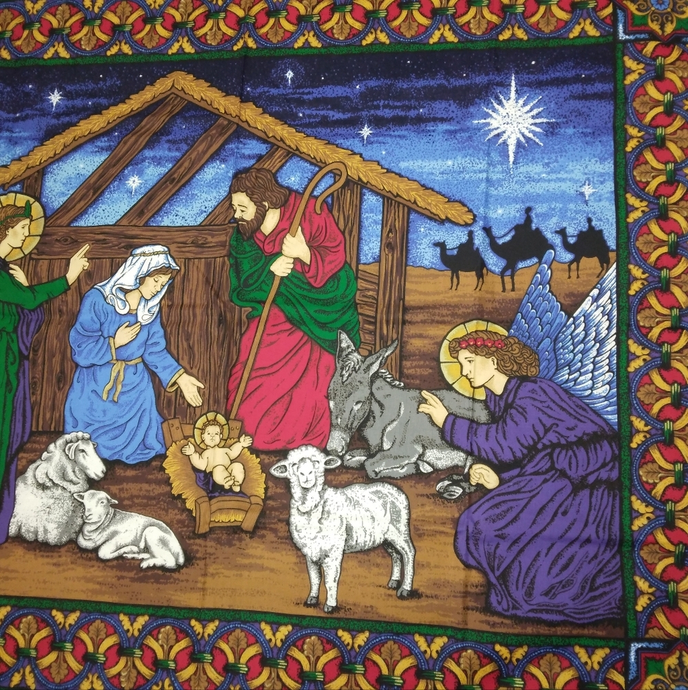 FABRIC Vintage Nativity Fabric Panel, VIP 2004